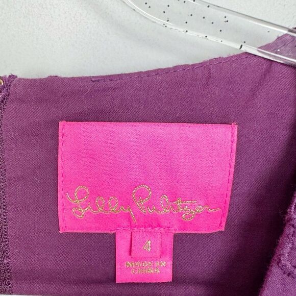 LILLY PULITZER | Aisha Cherry Ganache Purple Eyelet Lace Romper Women’s Size 4 - Picture 9 of 15
